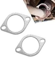Pack of 2 Car Modified Exhaust Pipe Interface Gaskets, 2.5In Flange Gasket Seal, High Temperature Resistance Exhaust Gasket Replacement, Universal Seal Fasten Gasket Accessories (Silver)