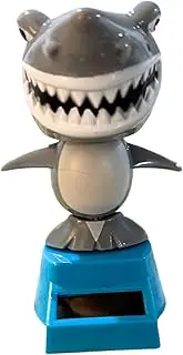 Solar Powered Dancing Shark Bobblehead, Car Dashboard Decoration, Gray and Blue