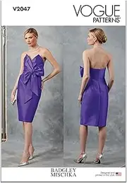 [Vogue] Patterns Paper Pattern V2047B5 Misses' Evening Dress by Badgley Mischka B5(8-10-12-14-16)