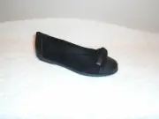 Clarks Leather/suede slip on flats with bow greely alder black 6m new