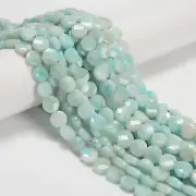 Natural Grade A Blue Green Amazonite Faceted Coin Beads Size 10mm 15.5'' Strand