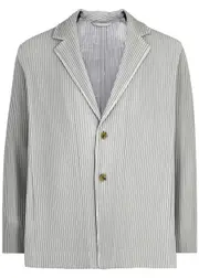 Homme Plissé Issey Miyake Pleated Jersey Blazer - Light Grey - 3 3