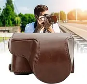 Camera Package Camera Case PU Leather Camera Bag Package Removable Battery Case with Shoulder Strap for Sony A6400 ILCE-a6400 (Coffee)