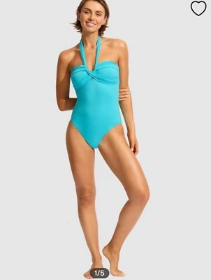 Brand new! Seafolly Collective Halter Bandeau in Atoll Blue Size 12