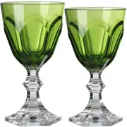 Mario Luca Giusti Dolce Vita Set of 2 Wine & Water Glass Green