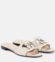 [Gucci] Gucci Interlocking G cutout leather sandals AU 9 white