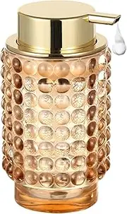 LEICURACE Glass Foaming Hand Soap Dispenser Foaming Soap Dispenser for Bathroom Decor Soap Dispenser with Pump（Foam Type/Gold） A29-3-AU