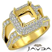 Pave Diamond Engagement Filigree Ring 1.75Ct 14k Yellow Gold Princess Semi Mount