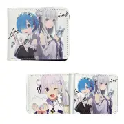 Re:Zero Bi-Fold Wallet - EMILIA & REM New (Anime 4x5" Credit Card Billfold)