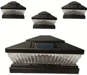 Solar Post Cap Light 4 Pcs 4x4 Solar Black Color Square 5 LED Bulbs Fence Light