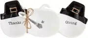 Mud Pie Pilgrim Tidbit Triple Dip Dish with Spoon Thanksgiving