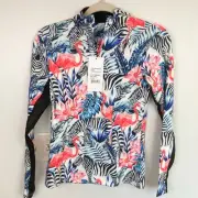 NWT Ovation Altitude Womens XS Allover Zebra Print Sun Shirt Sporty Equestrian