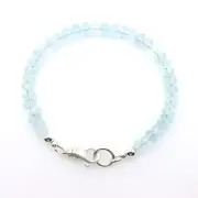 6mm Blue Faceted Aquamarine Gemstone Bracelet, AAA Grade Rondelle Beaded Jewelry