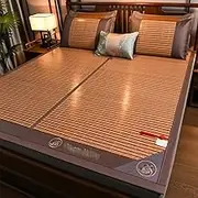 Snaweo Foldable Sum mer Sleeping Mat, Breathable Carbonized Bamboo Sum mer Sleeping Mat,Traditional Chinese Sum mer Sleeping Rattan Pad Cooling Mattress,for Single Double