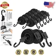 Weather-Resistant 40-Inch Bungee Cords with Buckle Hooks for Safe Cargo, 12 Pack
