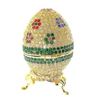 Faberge Egg Gold Jewelry Trinket Box Crystallized with Swarovski Crystals Ring