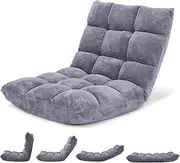 (Gray) - Giantex Floor Folding Gaming Sofa Chair Lounger Folding Adjustable Sleeper Bed Couch Recliner (Grey)
