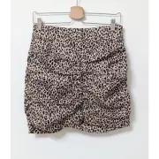 Zara JOIN LIFE High Waisted Leopard Draped Fabric Mini Skirt Size XS