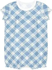 [FRODOTGV] Light Steel Blue Checkeds Baby Girl Summer Romper Ruffled Sleeve Cute Jumpsuit Cotton Casual Summer Bodysuits for Baby Girl 12M, Light Steel Blue Checkeds