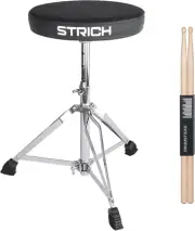 Drum Stool Set, Padded Seat Height Adjustable Drum Throne with 5A Drumsticks for