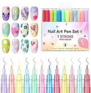 Nail Paint Pen, Vibrant Colors Smudge-proof Quickly Drying Nail Painting Pen, 12x Polish Sticks Liquid, Liner Tool for Precision Design