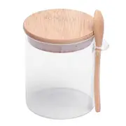 420ml clear glass jar with lid and spoon sealed canister food storage container for loose tea coffee bean sugar salt