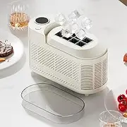mini Ice Maker Machine Counter Top for Home, Portable Small Clear Ice Cube Maker, ce Ready in 10 Mins, Low Noise & Energy Saving, Easy to Clean, for Kitchen Party bar car White +Car-Power-Cable