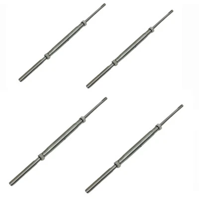 1/4" Thread Rod & Swage Stud Turnbuckle 3/16" Cable T316 Stainless Steel 4 Pcs