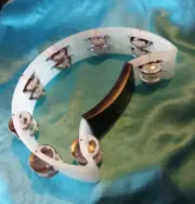 Glow-in-the-Dark Half Moon Hand Held Tambourine, Double Row Jingles, PT-81N