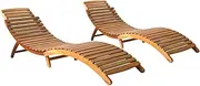 Sun Lounger, Outdoor Sun Lounge Patio Chaise Lounge Reclining Chair Recliner Chair Sun Loungers 2 pcs Solid Wood Acacia