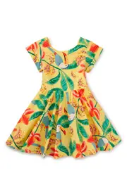 Tea Collection Button Back Skirted Dress in Toucan Banana Tree at Nordstrom, Size 4T