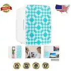 10L Stylish Mini Fridge - Portable Cooler & Warmer, Glass Front, Green Pattern