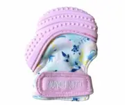 Baby Girls Munch Mitt Sensory Teething Easy On Mitten in Pink Floral Pattern