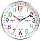 Wall Clock for Kids Learning to Tell Time Easily Non Ticking Battery Operated...