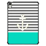 iPad Air 11-inch (M2/M3) iPad Impact Case Gray Stripes Nautical Anchor Teal