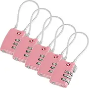 UKQRRTC Luggage Combination Lock, Zinc Alloy Travel Suitcase Lock, 3 Digit Resettable Code Cable Lock for Suitcases Backpacks Gym Lockers Toolboxes (Pink, 5 Pack)