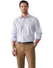 [Gazman] Non Iron Dobby Check Shoes in Sky Blue