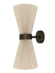 Amore 2 Light Pleated Wall Bracket in Bronze with Natural Linen