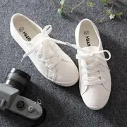 Canvas Lace-Up Sneakers White - 39