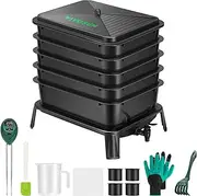 VIVOSUN 5-Layer Worm Compost Bin, 50L Worm Composter, Easy Setup Inclusive Worm Farm Kit for Recycling Food Waste