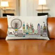 Dunelm Mill London Skyline Embroidered Pillow, Luxury Feather Filled 20” X 12”