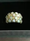 Natural Fire Opal 2Ct Round Cut Cluster Engagement Ring 14K Yellow Gold Finish