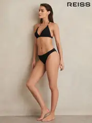 Reiss Black Carina High Cut Bikini Bottoms (W31484) | $110