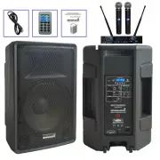 15" Powered Active PA Speaker 2-Way TWS 15 Inch Speaker W/ 2CH UHF DJ Microphone