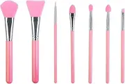 LORMAY 7 Pcs Silicone Makeup Brushes for Facial Mud Mask, Cream Eye Shadow, Lip Care, and UV Resin Epoxy Art Crafting (Pink)