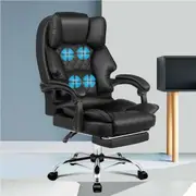 ALFORDSON Office Chair Gaming Executive Computer Footrest PU Leather Work Seat Brett Series Dale - Massage Black