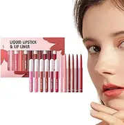 Set of Lipstick with Lipstick, Lip Pencil and Lipstick - Lip Pencil, Waterproof Plumping Lip Set, Matte Lip Pencil, 6 Lip Pencils + 6 Lip Pencils