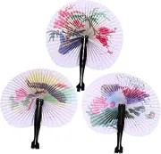 GETAJGHSD 3pcs Vintage Chinese Folding Hand Fan Lightweight Retro Paper Handheld Fans for Summer Weddings Dance Performances Indoor Outdoor Decorations