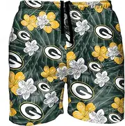 FOCO Men's NFL Hibiscus Floral Hawaiian Tropical Suit Swimming Trunks