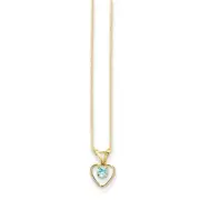 14K Yellow Gold Blue Zircon Birthstone Heart Necklace 15" Madi K Kids Jewelry